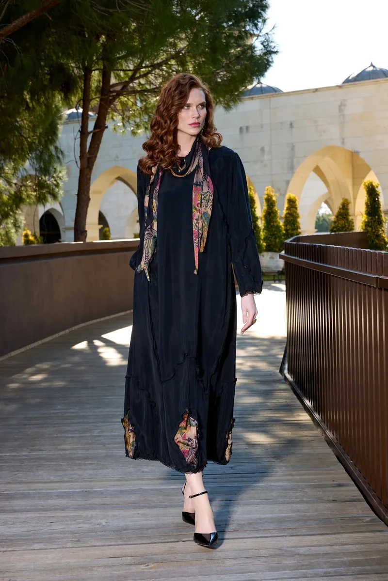 MissWhence  Ethnic pattern patch work Cupro Pus size Dress - Brown for Women | Best Price UAE