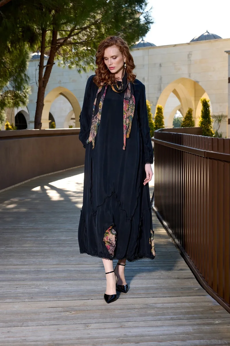 MissWhence  Ethnic pattern patch work Cupro Pus size Dress - Brown for Women | Best Price UAE