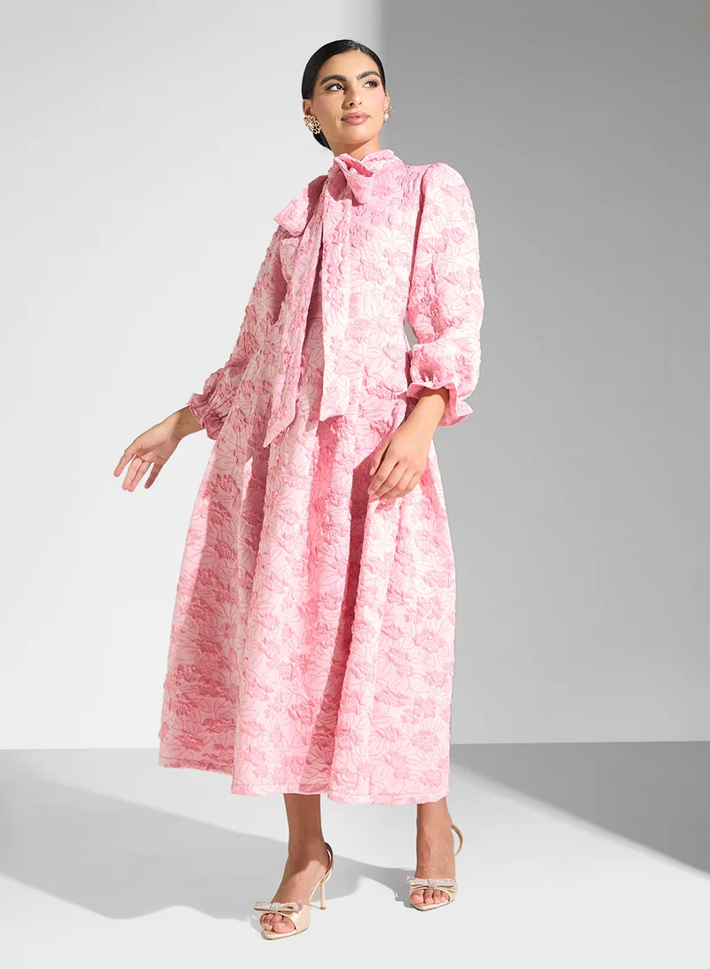 Golden Apple Tie Neck Maxi Dress