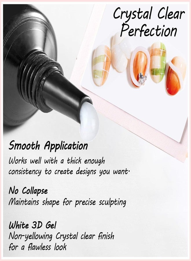 MUSILAN 3D Nail Gel - Nail Art Sculpting Gel Glue for Nails Tips,Molding, Drawing, Nail Charms & Gems, Chrome Powder and Rhinestone Design No Wipe,UV Curing Needed Salon & DIY Use(White Sculpting Gel) - Image 4