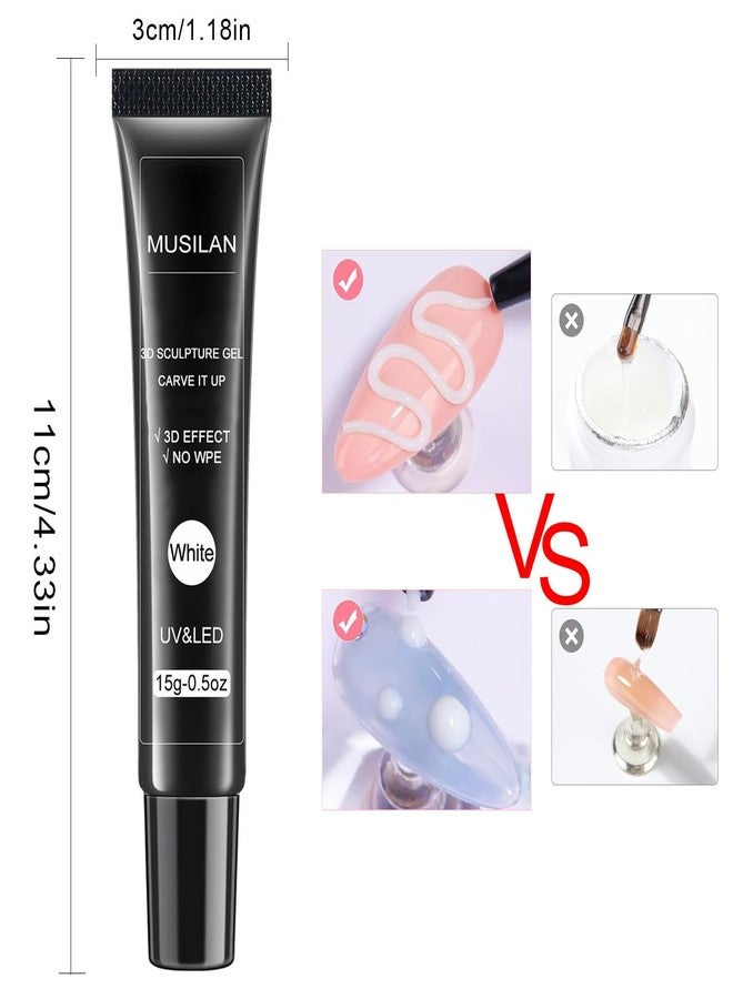 MUSILAN 3D Nail Gel - Nail Art Sculpting Gel Glue for Nails Tips,Molding, Drawing, Nail Charms & Gems, Chrome Powder and Rhinestone Design No Wipe,UV Curing Needed Salon & DIY Use(White Sculpting Gel) - Image 5