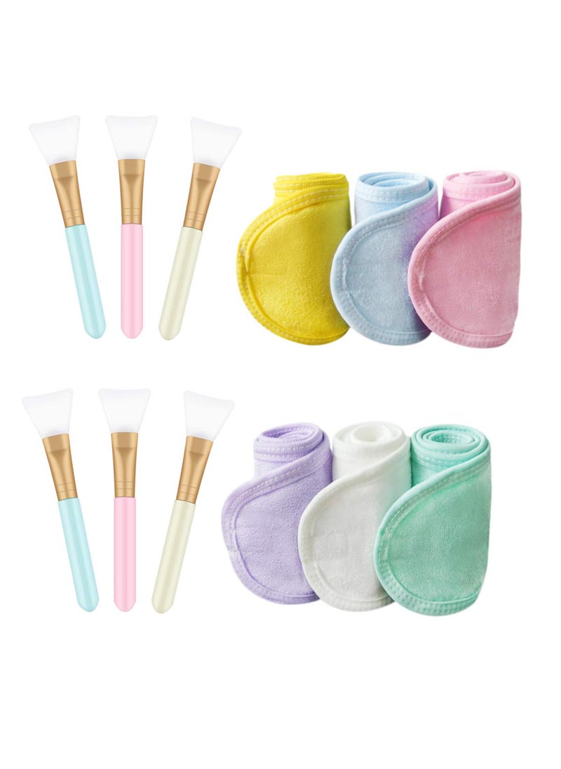 Tbestmax Tbestmax 6 Silicone Face Mask Brushes Facial Mud Applicator Clay Tools and 6 Spa Facial Headband Terry Cloth 
