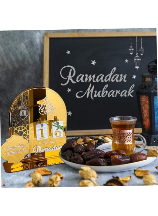 GGEROU - Ramadan Countdown Calendar,Acrylic Ramadan Calendar,30 Days Mirror Ramadan Countdown Calendar,Ramadan Table Centerpiece Ornaments Style - Image 1