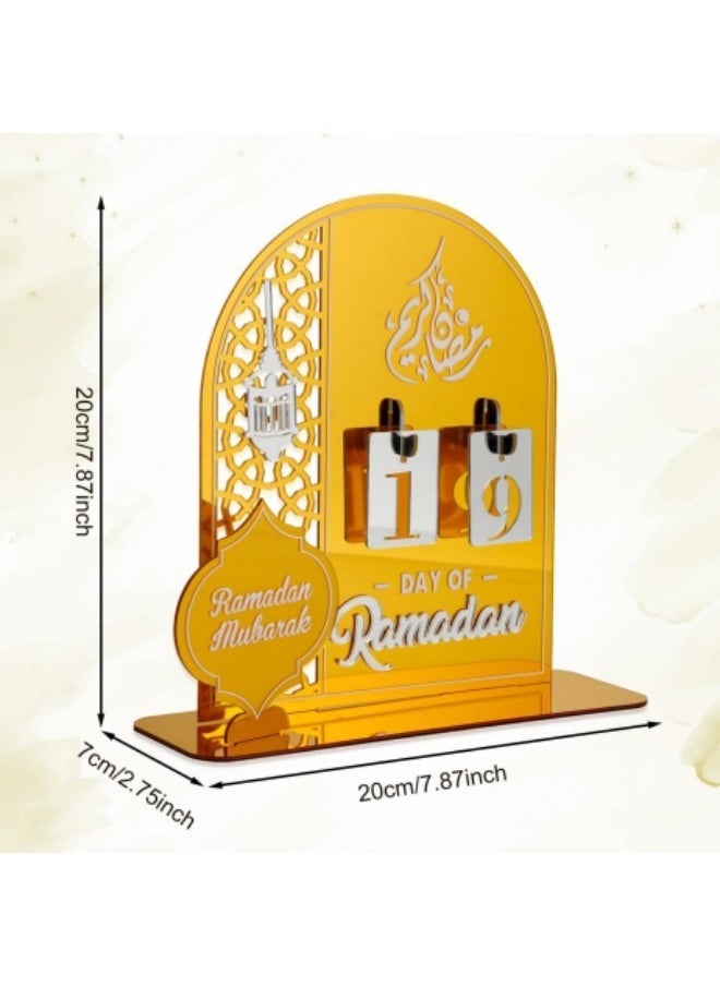 GGEROU - Ramadan Countdown Calendar,Acrylic Ramadan Calendar,30 Days Mirror Ramadan Countdown Calendar,Ramadan Table Centerpiece Ornaments Style - Image 1