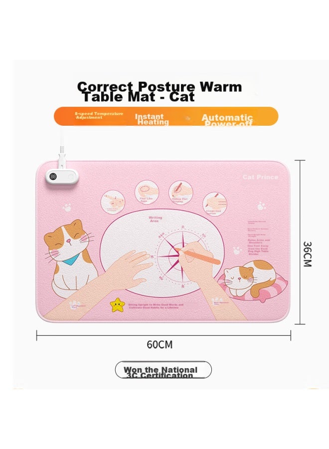 Cat Prince Maotaizi Heating Desk Pad, Student Warm Desk Pad, Heated Mouse Pad, Office Desk Pad, Writing Desk Hand Warmer, 36*60cm, Pink - Image 5
