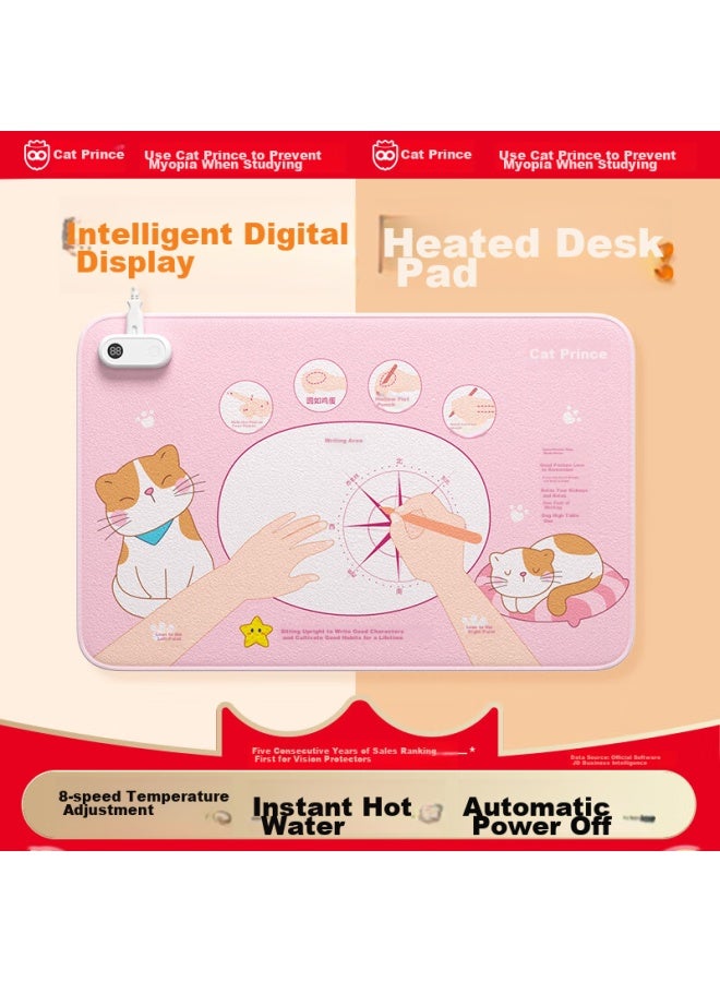 Cat Prince Maotaizi Heating Desk Pad, Student Warm Desk Pad, Heated Mouse Pad, Office Desk Pad, Writing Desk Hand Warmer, 36*60cm, Pink - Image 1