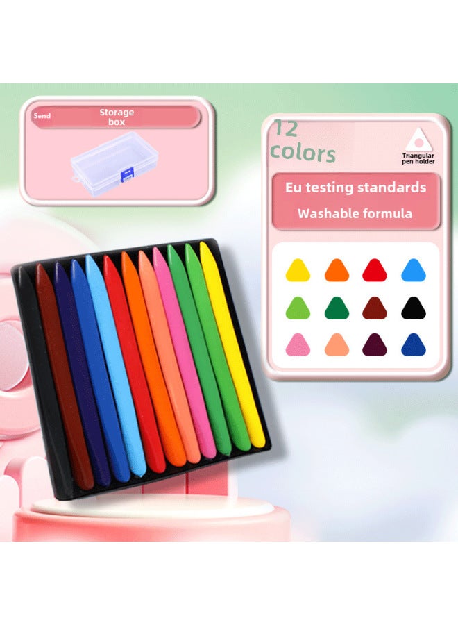 mriya Children's Non-dirty Hand Crayon 36 Color Triangle Plastic Wax Brush Kindergarten Painting Oil Painting Stick Color Brush Washable - Image 1