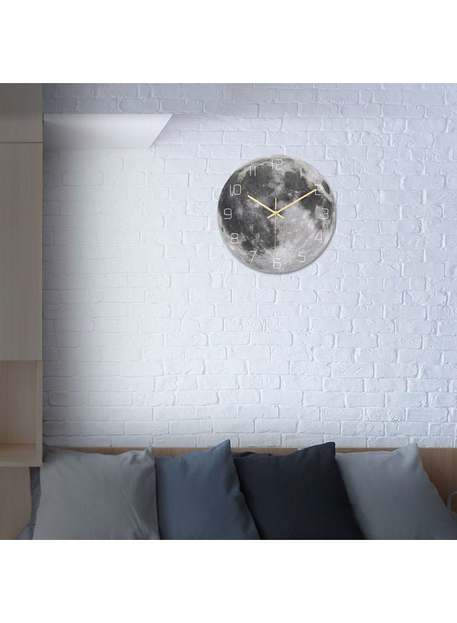 NIBEMINENT Luminous Moon Wall Clock Grey - Image 3