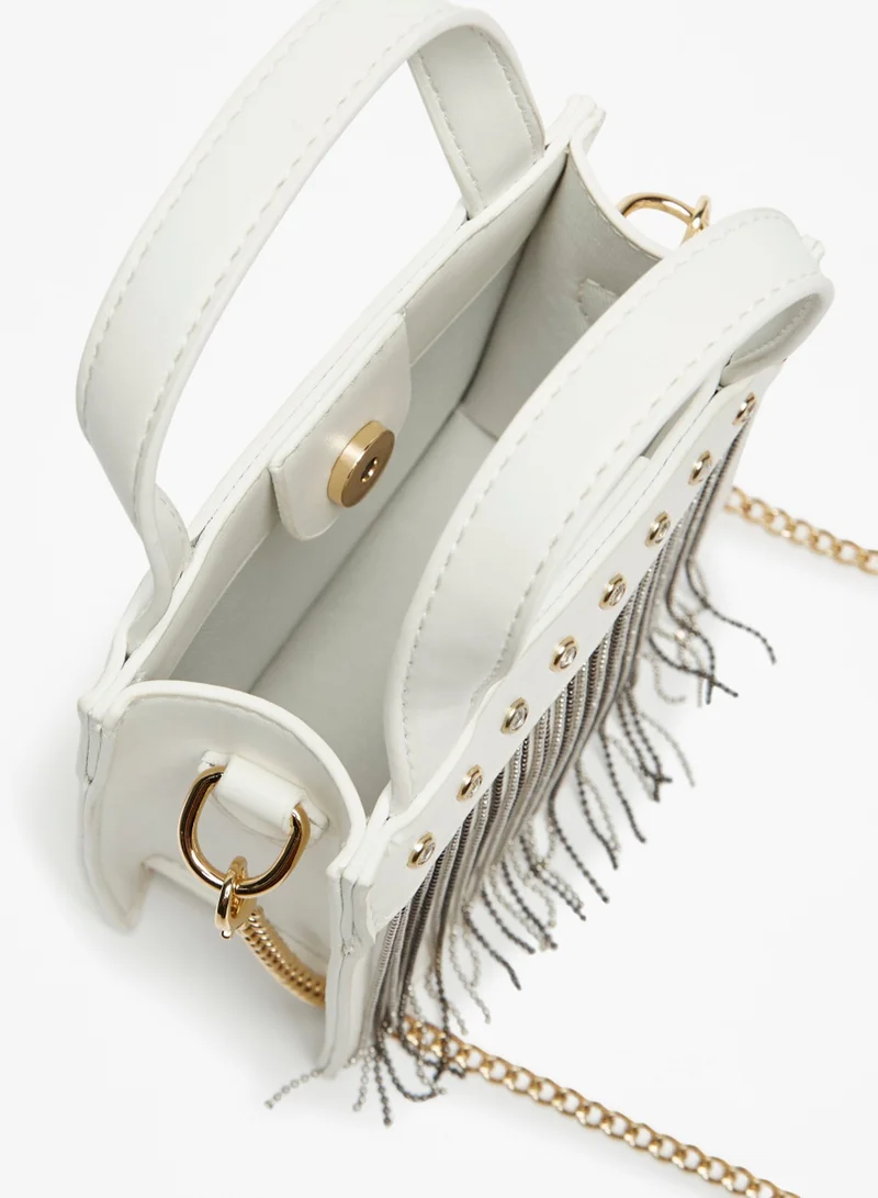 فلورا بيلا من شو إكسبرس Girls Studded Crossbody Bag with Metallic Tassels and Chain Strap By Shoexpress