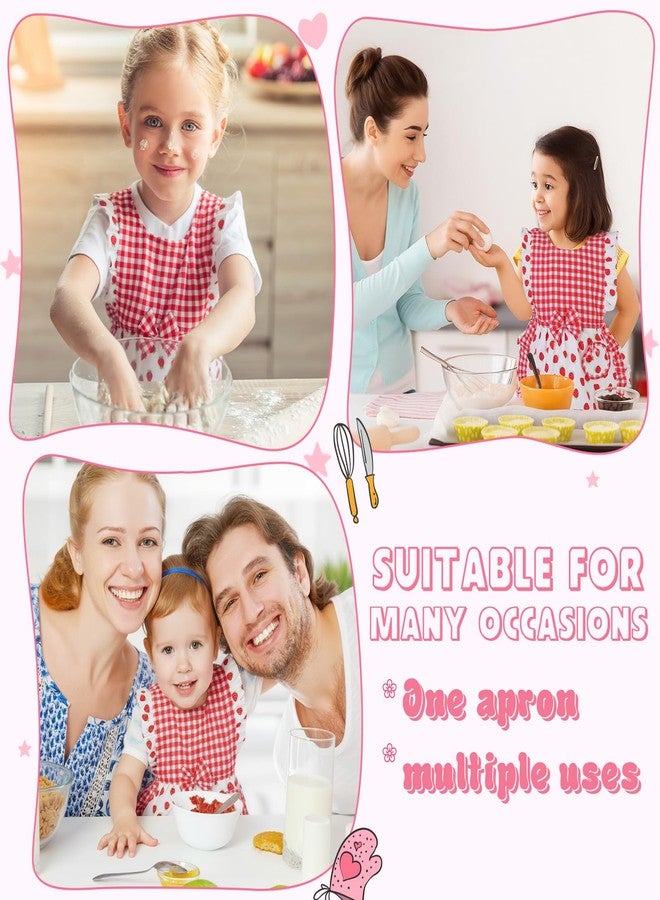 XLSXEXCL Kids Aprons for Girls, Cute Gingham Apron with Strawberry Print, Sweet Ruffle Design, Ideal Photo Props Gifts for Baby, Toddler Aprons for Ages 1-3 Years (Tie-Back Style) - Image 5