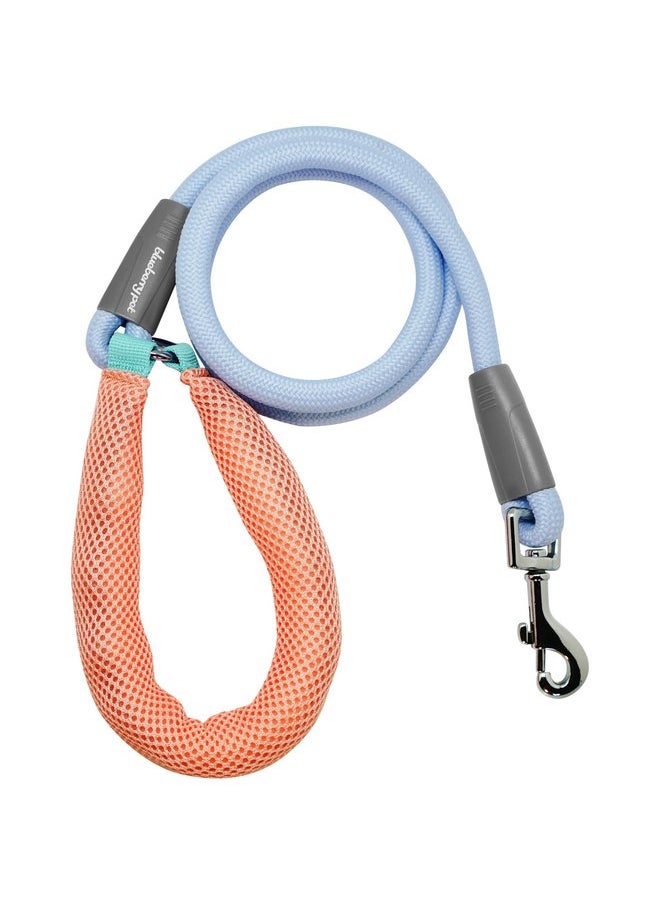 Blueberry Pet Blueberry Pet Dog Leash - Vibrant Mesh Puffer Handle, Dog Accessories Girl, Puppy Essentials, Heavy Duty Dog Leashes for Large Dogs, Girl Dog, 4ft Durable Rope, Light Blue/Coral  - Image 1