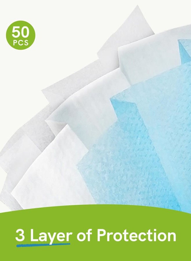 FriCARE Made in USA Disposable Face Masks, ASTM Level 3 Mask with 3 Ply Medical Grade Protection & Elastic Earloop, Breathable Comfortable for Adults, 50 Pack Blue - Image 5