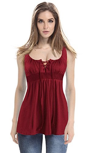 Mooncolour Womens Hollow Out Casual Loose Solid Blouse Tops, 0786-wine Red, US X-Large - Image 1