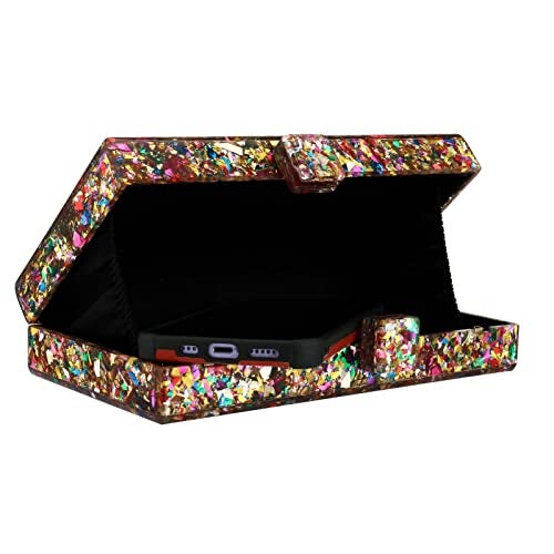 Gets Acrylic Purses and Handbags for Women Multicolor Perspex Box Clutch Purses for Women Wedding Evening Crossbody Handbag (Mixed Gold) - Image 3