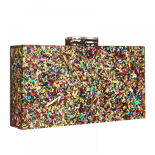 Gets Acrylic Purses and Handbags for Women Multicolor Perspex Box Clutch Purses for Women Wedding Evening Crossbody Handbag (Mixed Gold) - Image 5