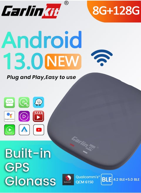 CarlinKit 8G+128G Android 13 CarPlay TV AI Box Ultra QCM6125 8-Cores Wireless CarPlay& Android Auto GPS For YouTube Netflix IPTV
