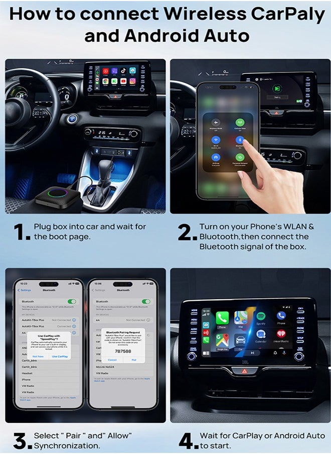 CarlinKit 8G+128G Android 13 CarPlay TV AI Box Ultra QCM6125 8-Cores Wireless CarPlay& Android Auto GPS For YouTube Netflix IPTV