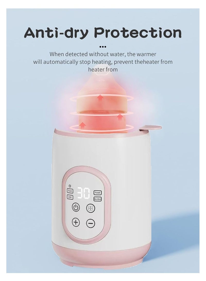 MarlaMall Baby Milk Warmer, 8-in-1 Fast Baby Bottle Warmer for Breastmilk or Formula, Accurate Temperature Control, 24H Keep, Food Heater&Defrost BPA-Free Bottle Warmer for All Bottles (Pink) - Image 3
