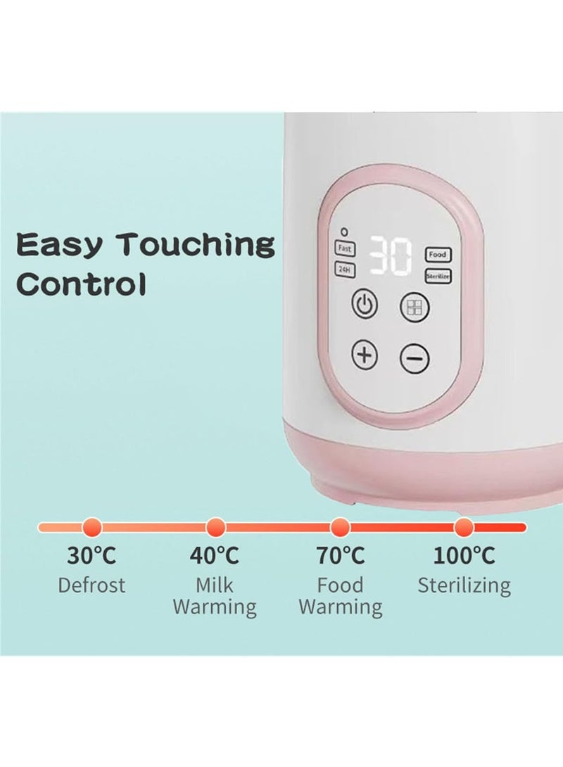 MarlaMall Baby Milk Warmer, 8-in-1 Fast Baby Bottle Warmer for Breastmilk or Formula, Accurate Temperature Control, 24H Keep, Food Heater&Defrost BPA-Free Bottle Warmer for All Bottles (Pink) - Image 4