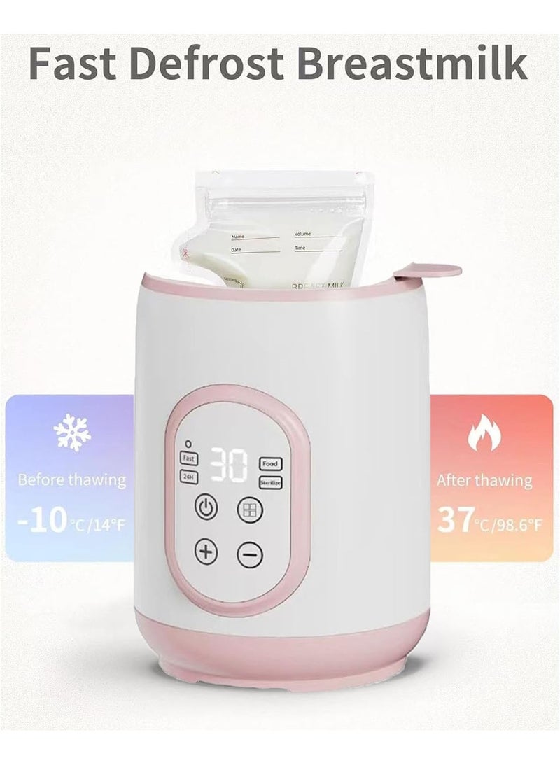 MarlaMall Baby Milk Warmer, 8-in-1 Fast Baby Bottle Warmer for Breastmilk or Formula, Accurate Temperature Control, 24H Keep, Food Heater&Defrost BPA-Free Bottle Warmer for All Bottles (Pink) - Image 5