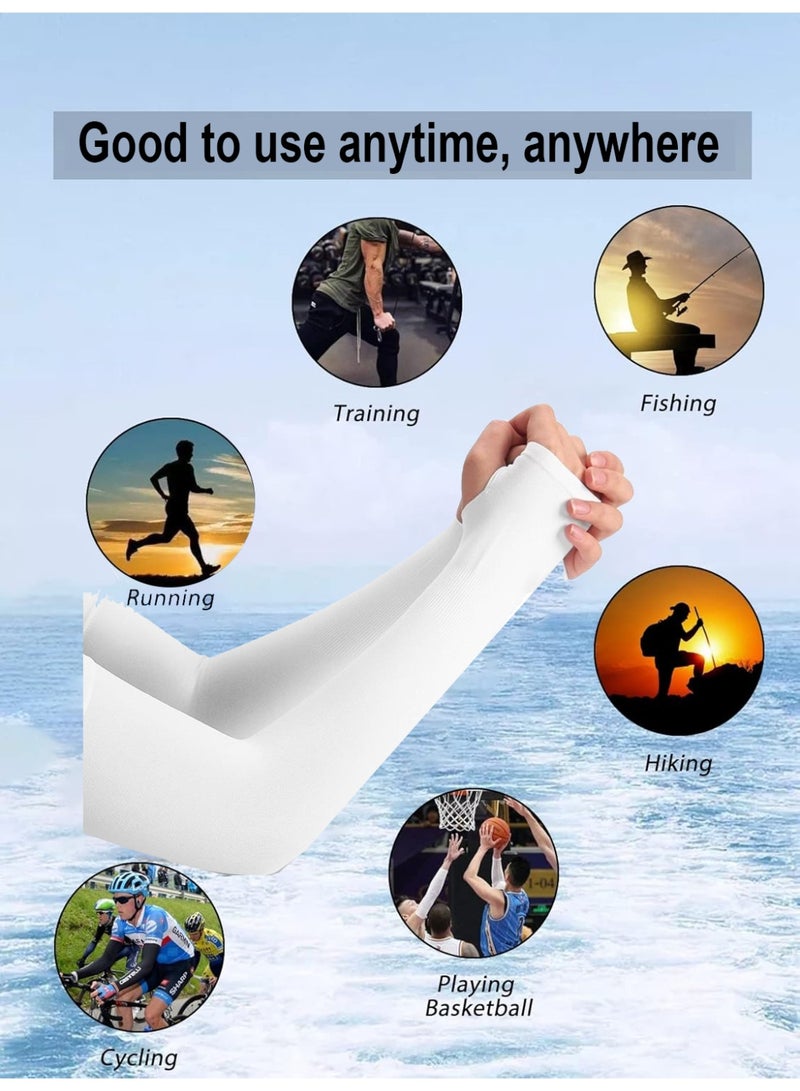 إيه جي دي 2 أزواج من أكمام الأذرع شفافة للنساء، قابلة للفصل، بأكمام طويلة، واقية من آشعة الشمس فوق البنفسجية/ بيج وأبيض - Image 2