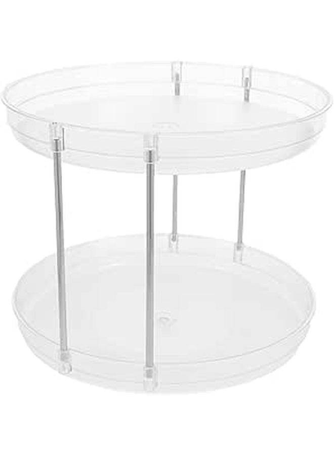 Rotating 2 Tier Lazy Susan Spice Rack Organizer For Kitchen Pantry Bathroom Countertop Storage Black Round Turntable Tray For Food Seasonings Makeup - Image 1