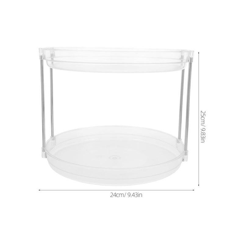 Rotating 2 Tier Lazy Susan Spice Rack Organizer For Kitchen Pantry Bathroom Countertop Storage Black Round Turntable Tray For Food Seasonings Makeup - Image 3