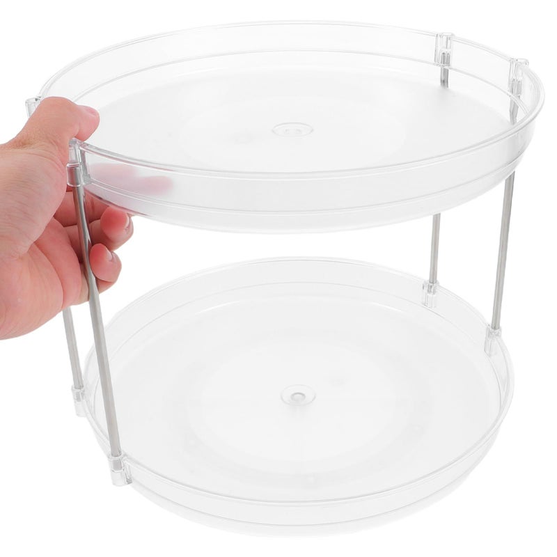 Rotating 2 Tier Lazy Susan Spice Rack Organizer For Kitchen Pantry Bathroom Countertop Storage Black Round Turntable Tray For Food Seasonings Makeup - Image 5