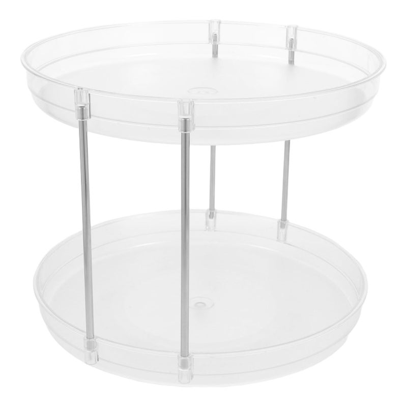 Rotating 2 Tier Lazy Susan Spice Rack Organizer For Kitchen Pantry Bathroom Countertop Storage Black Round Turntable Tray For Food Seasonings Makeup - Image 2