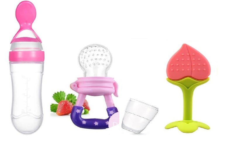 Cuckoos Baby Food Fruit Nibbler Feeder |Teether for 3 to 6 Months Baby |Teether for 6 to 12 Months Baby | Teether for Baby 6-12 Months Bpa Free Combo Pack of 3 (Multi-2) - Image 1