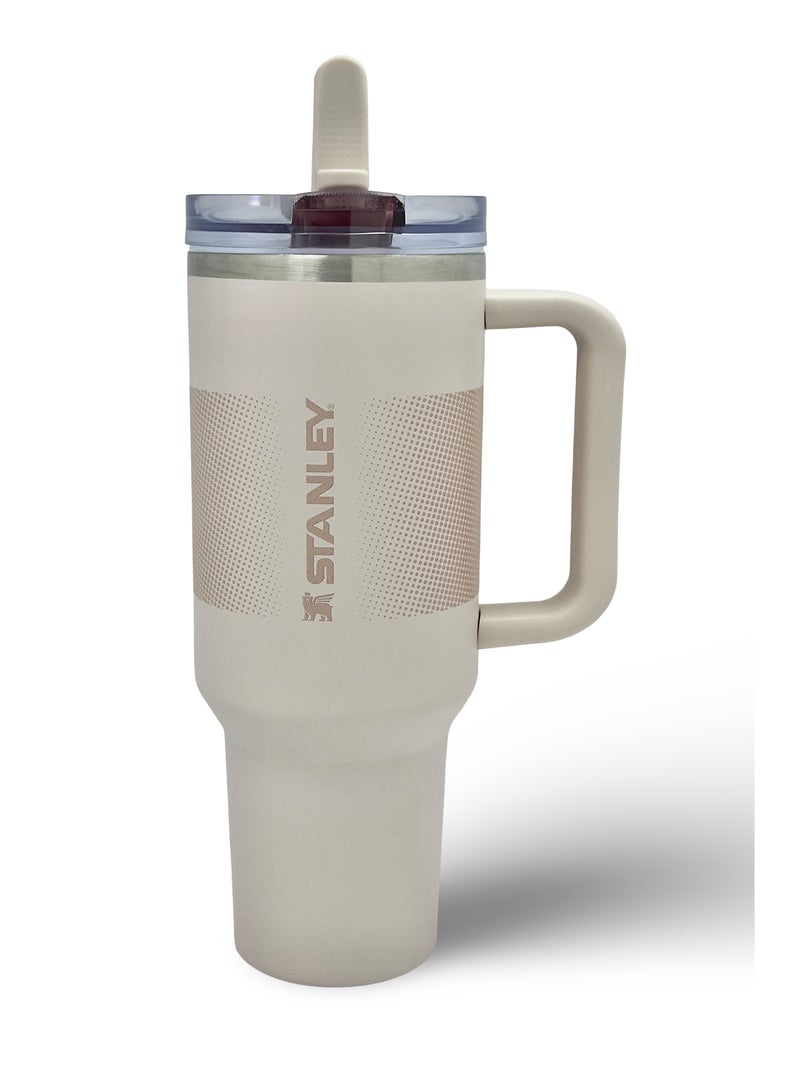 Stanley Stanley Quencher ProTour Flip Straw Tumbler with Leakproof Lid 40 oz Built-In Straw and Handle Cup Holder Compatible for Travel Insulated Stainless Steel Cup  BPA-Free Cream Fade  - Image 1