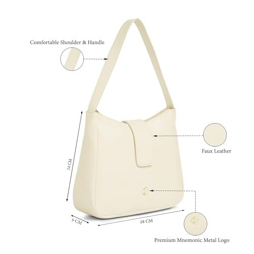 Caprese Irina Medium Hobo Bag for Women with Shoulder Strap | Stylish, Versatile Handbag for Everyday Use | Perfect for Casual Outings, Work, Travel, and Special Events | Spacious Design (Alpine Oat) - Image 3