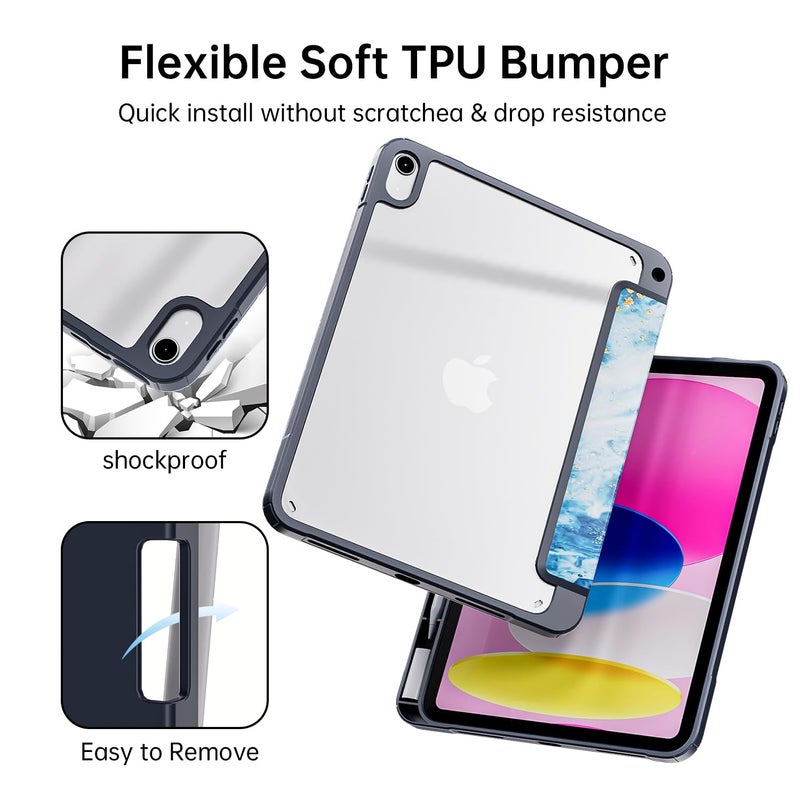 Moca حافظة آيباد (A16) الجيل الحادي عشر 11 بوصة 2025 الجيل العاشر 2022، حافظة آيباد 10.9 بوصة مع ظهر شفاف واضح وإطار TPU مقاوم للصدمات (آيباد الجيل العاشر 10.9 2022، Sandy Wave) - Image 4