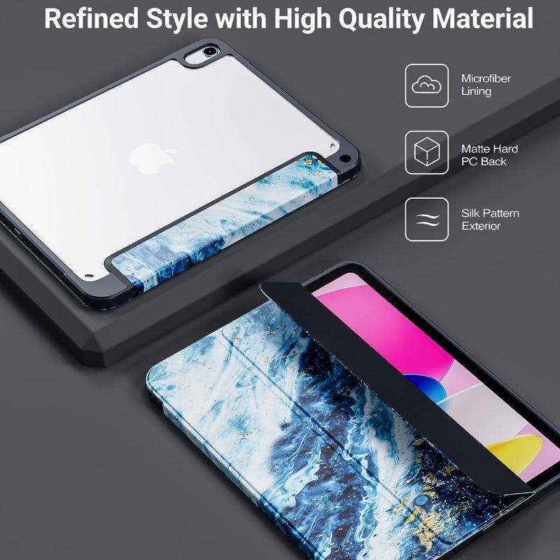 Moca حافظة آيباد (A16) الجيل الحادي عشر 11 بوصة 2025 الجيل العاشر 2022، حافظة آيباد 10.9 بوصة مع ظهر شفاف واضح وإطار TPU مقاوم للصدمات (آيباد الجيل العاشر 10.9 2022، Sandy Wave) - Image 5