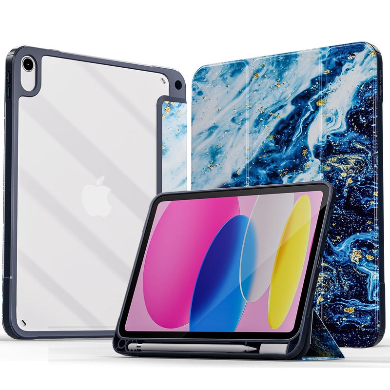 Moca حافظة آيباد (A16) الجيل الحادي عشر 11 بوصة 2025 الجيل العاشر 2022، حافظة آيباد 10.9 بوصة مع ظهر شفاف واضح وإطار TPU مقاوم للصدمات (آيباد الجيل العاشر 10.9 2022، Sandy Wave) - Image 1