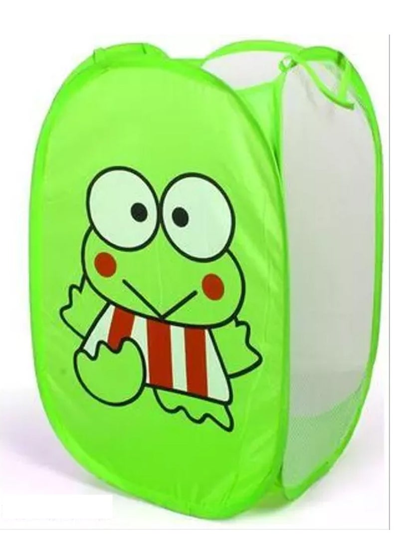 UPSTYLE Foldable Pop Up Net Laundry Basket Storage Solution Compact Bin Mesh Collapsible Bag Laundry Hamper Collapsible Laundry Basket with Durable Handles & Side Premium Pop Up Laundry Bag (Green)  - Image 1