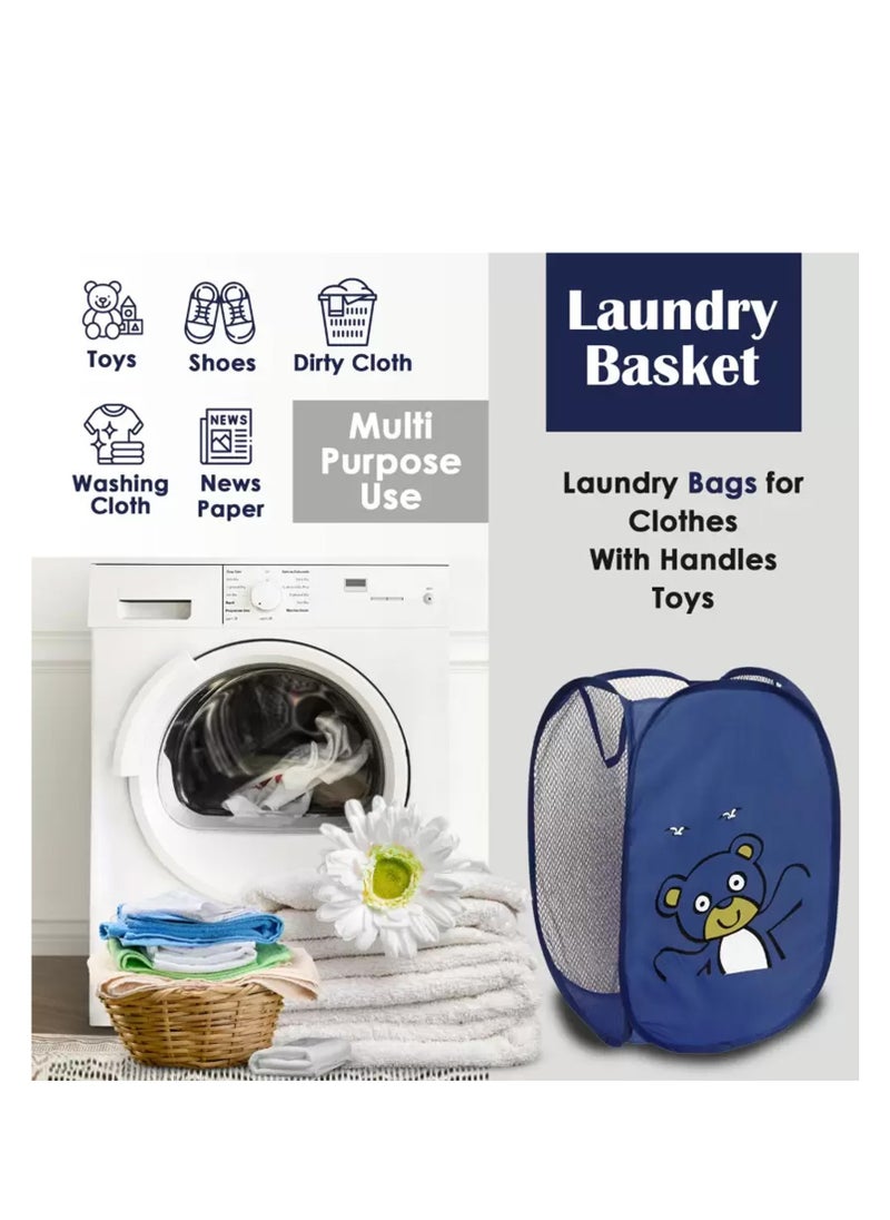 UPSTYLE - Foldable Pop Up Net Laundry Basket Storage Solution Compact Bin Mesh Collapsible Bag Laundry Hamper Collapsible Laundry Basket with Durable Handles & Side Premium Pop Up Laundry Bag (Green) - Image 1