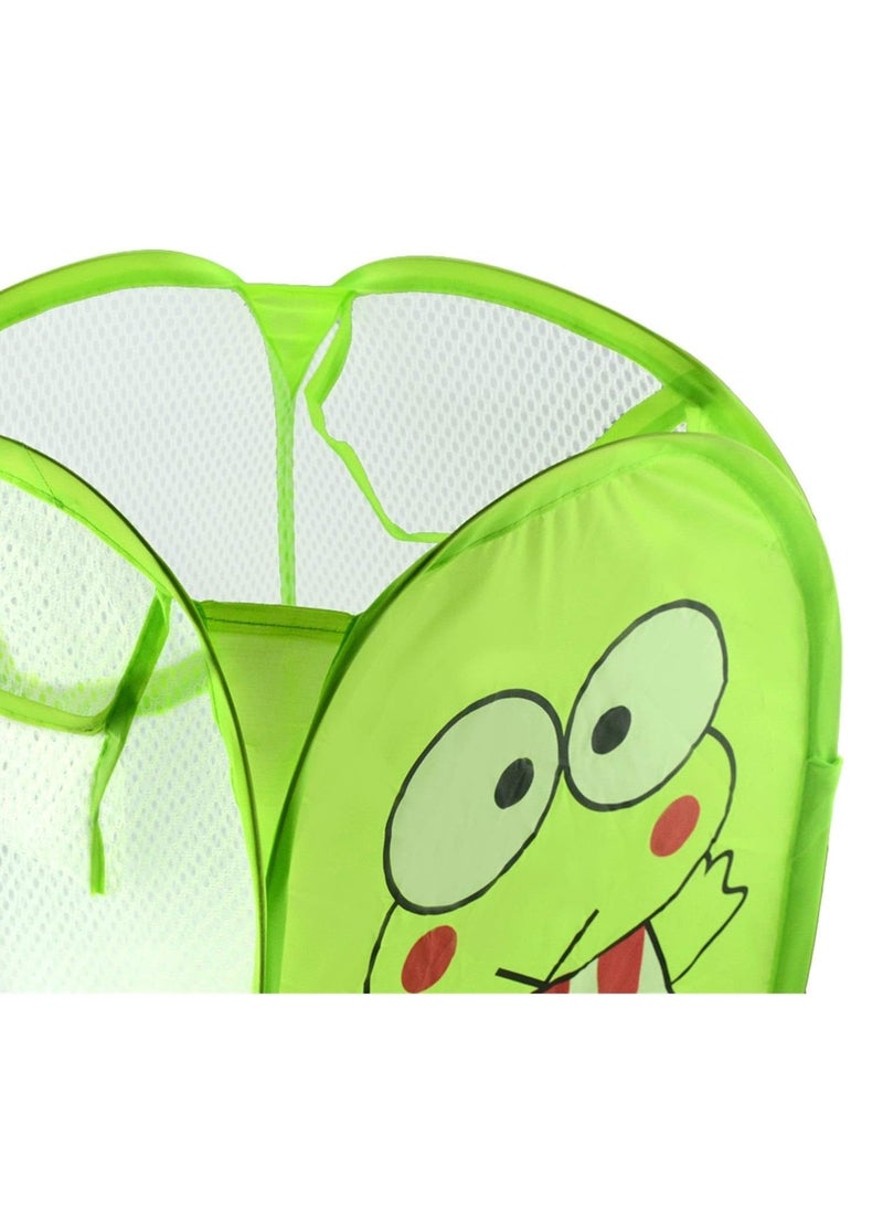UPSTYLE - Foldable Pop Up Net Laundry Basket Storage Solution Compact Bin Mesh Collapsible Bag Laundry Hamper Collapsible Laundry Basket with Durable Handles & Side Premium Pop Up Laundry Bag (Green) - Image 1
