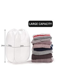 UPSTYLE Foldable Pop Up Net Laundry Basket Storage Solution Compact Bin Mesh Collapsible Bag Laundry Hamper Collapsible Laundry Basket with Durable Handles & Side Premium Pop Up Laundry Bag (Green)  - Image 2