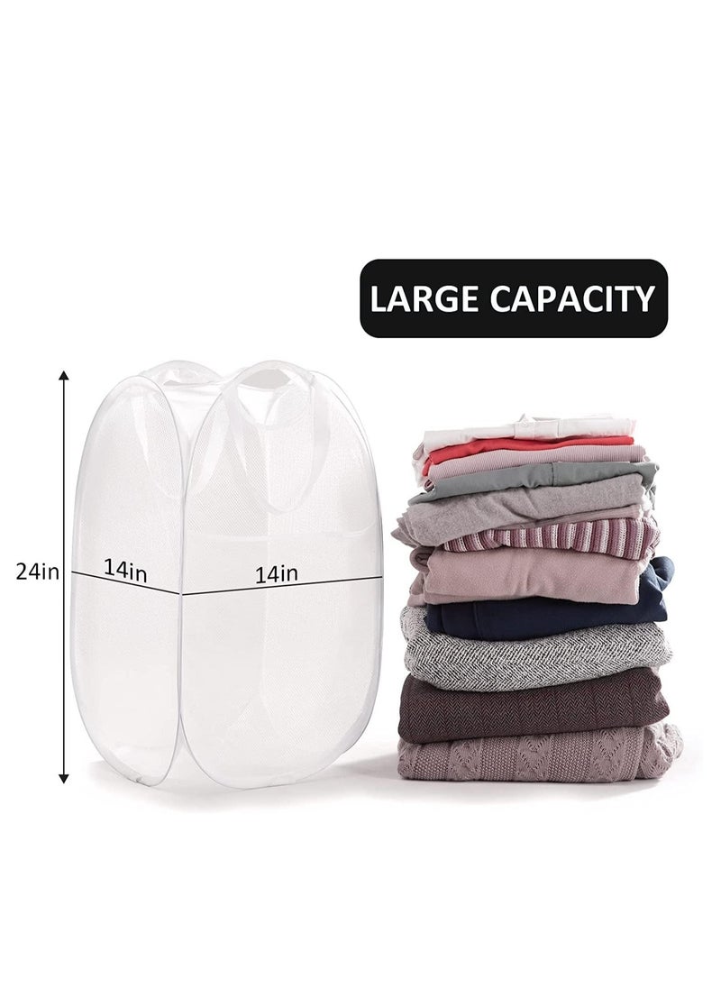 UPSTYLE Foldable Pop Up Net Laundry Basket Storage Solution Compact Bin Mesh Collapsible Bag Laundry Hamper Collapsible Laundry Basket with Durable Handles & Side Premium Pop Up Laundry Bag (Green)  - Image 2