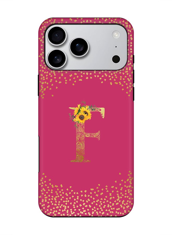 Stylizedd Tough Pro Magnetic Case for iPhone 17 Pro Max, Dual Layer hybrid PC + TPU Mobile Cover Matte - Custom Floral Monogram - F ( Deep Pink )
