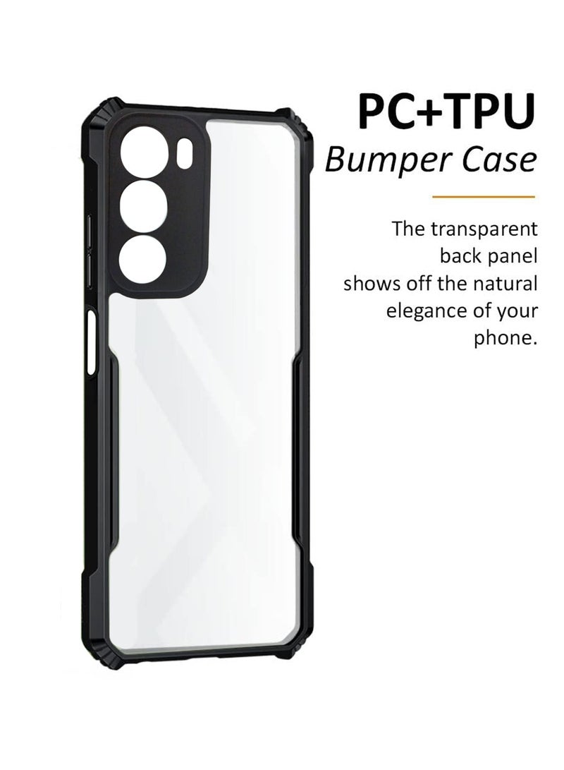 Wtech vivo Y19s 4G 2024 Hybrid TPU Silicone With Raised Armour Bumpers Slim Case Cover - Black - Image 2