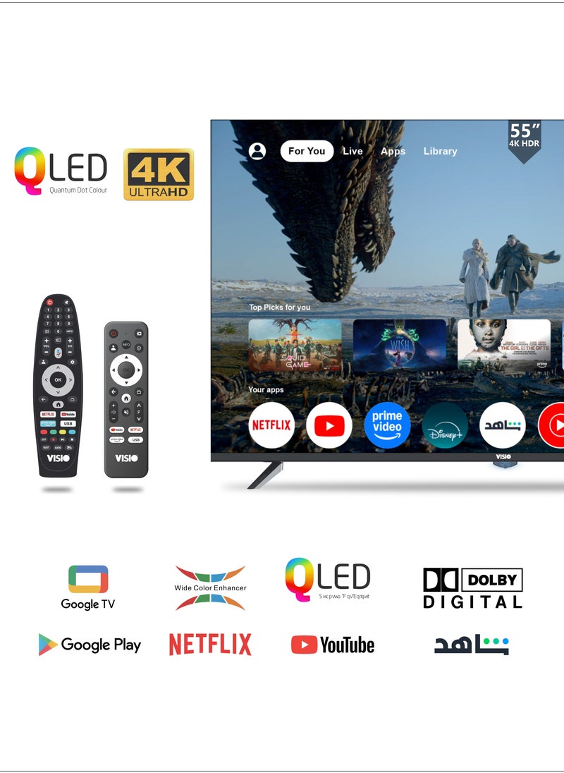 VISIO 55" 4K QLED Google TV | Frameless Design | Dolby Digital Sound | 2 Remotes | Free Wall Bracket | 55VHSG - pzsku/ZB3E8304061E513FC0465Z/45/_/1740319335/3f77d1d4-4ddb-45f9-b5af-1dc4851f0847