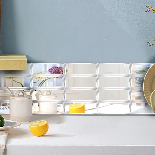 XIHACTY Peel and Stick Beveled Glass Tile. 6x2 Inch Mirror Backsplash Tiles. Cute Mirror Strip Tile for Kitchen, Bathroom Wall. 30 Pcs - Image 2