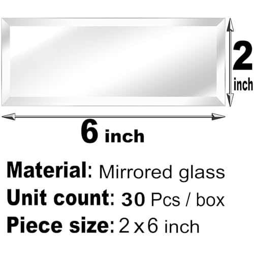 XIHACTY Peel and Stick Beveled Glass Tile. 6x2 Inch Mirror Backsplash Tiles. Cute Mirror Strip Tile for Kitchen, Bathroom Wall. 30 Pcs - Image 3