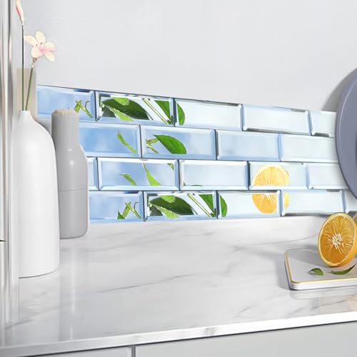 XIHACTY Peel and Stick Beveled Glass Tile. 6x2 Inch Mirror Backsplash Tiles. Cute Mirror Strip Tile for Kitchen, Bathroom Wall. 30 Pcs - Image 4
