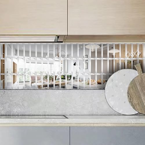 XIHACTY Peel and Stick Beveled Glass Tile. 6x2 Inch Mirror Backsplash Tiles. Cute Mirror Strip Tile for Kitchen, Bathroom Wall. 30 Pcs - Image 5