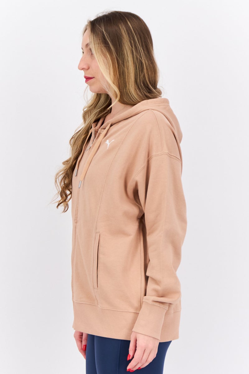 PUMA Women Sportswear Fit Hooded Outdoor Full Zip Sweatshirts, Light Tan - Image 2