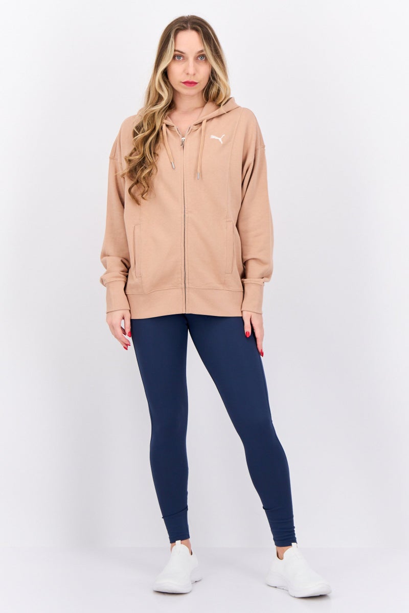 PUMA Women Sportswear Fit Hooded Outdoor Full Zip Sweatshirts, Light Tan - Image 4