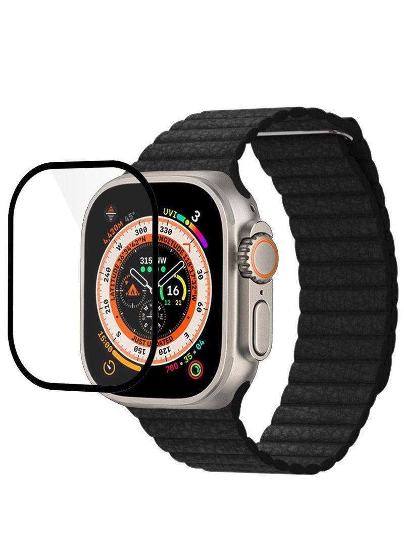 CATANES 2 Packs For Apple Watch Band 49mm Leather Loop Band Magnetic Watch Strap Wristband and 3D Screen Protector Black  - Image 3